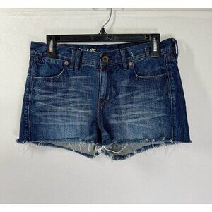 Madewell Denim Jean Shorts Womens 26 Blue Frayed Hem Cut Off Mid Rise Cotton